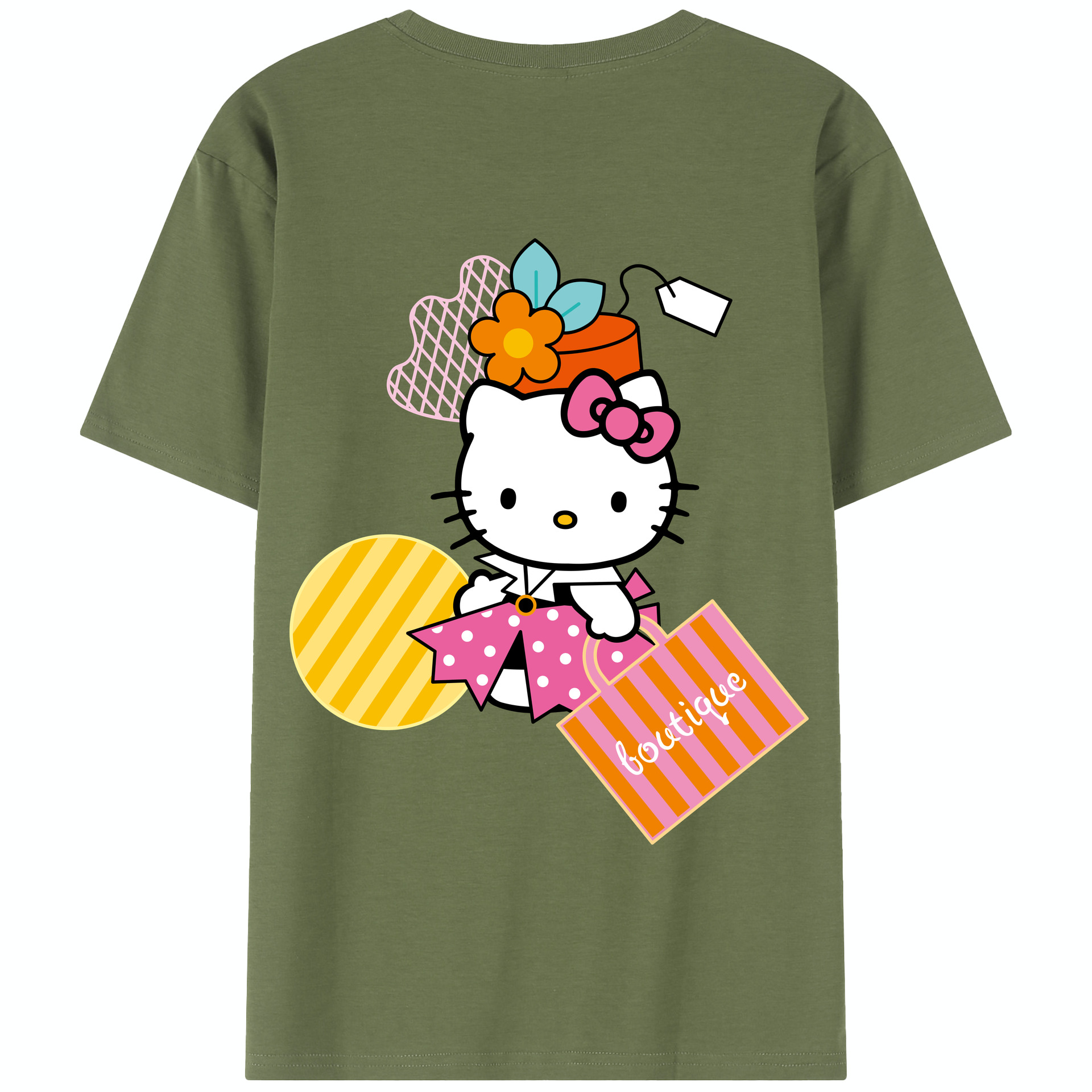 （画像用） Hello Kitty ハローキティ 綿100％半袖Tシャツ（背面プリント）